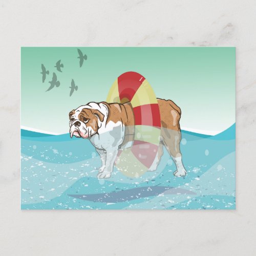 Bulldog Swimming in the ocean Postcard