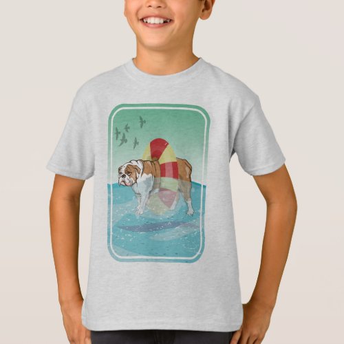 Bulldog Swimming in the ocean T_Shirt