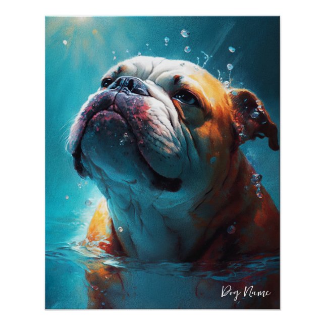 Bulldog swimming in water 005 poster (Front)