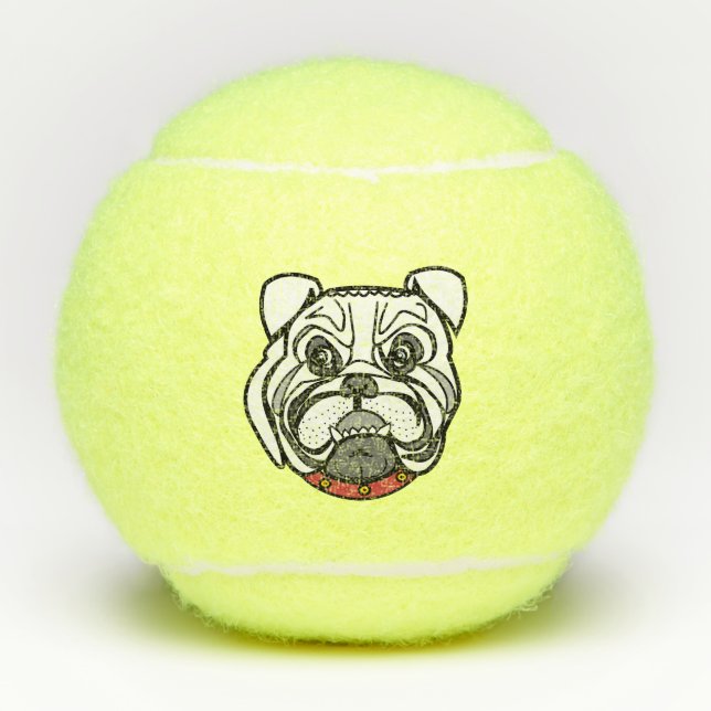 Bulldog Tennis Balls I Love Pets (Front)