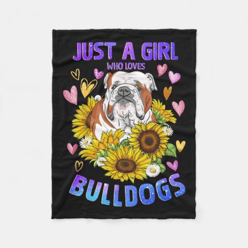 Bulldog The Girl Dog Puppy Lover Woman  Fleece Blanket