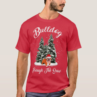 Bulldog Through The Snow Christmas T-Shirt