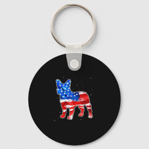 Bulldog Tie Dye American Flag Patriotic 4th Of Jul Keychain