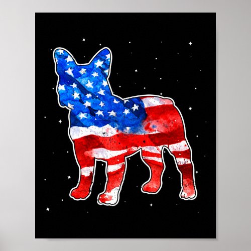 Bulldog Tie Dye American Flag Patriotic 4th Of Jul Poster