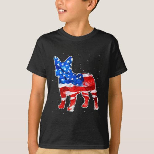 Bulldog Tie Dye American Flag Patriotic 4th Of Jul T_Shirt