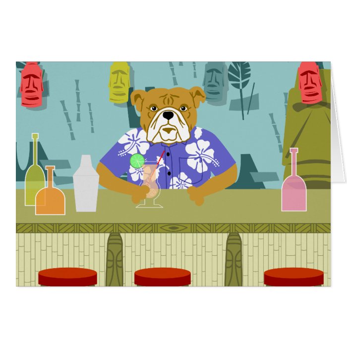 Bulldog Tiki Bar Greeting Card