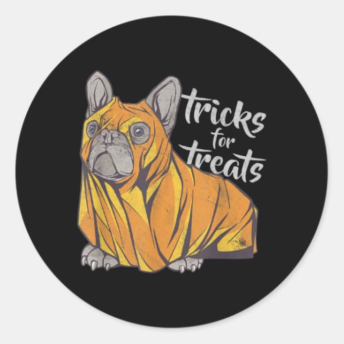 Bulldog Tricks For Treats Cute Halloween Bulldogs Classic Round Sticker