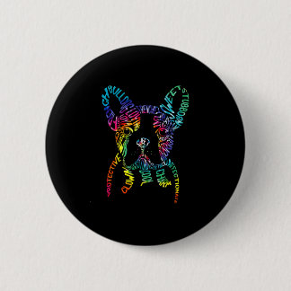 Bulldog Typography Tie Dye Word Art Frenchie Dog G Button