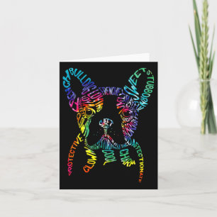 Bulldog Typography Tie Dye Word Art Frenchie Dog G Card