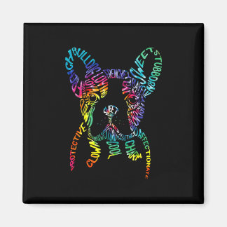 Bulldog Typography Tie Dye Word Art Frenchie Dog G Magnet