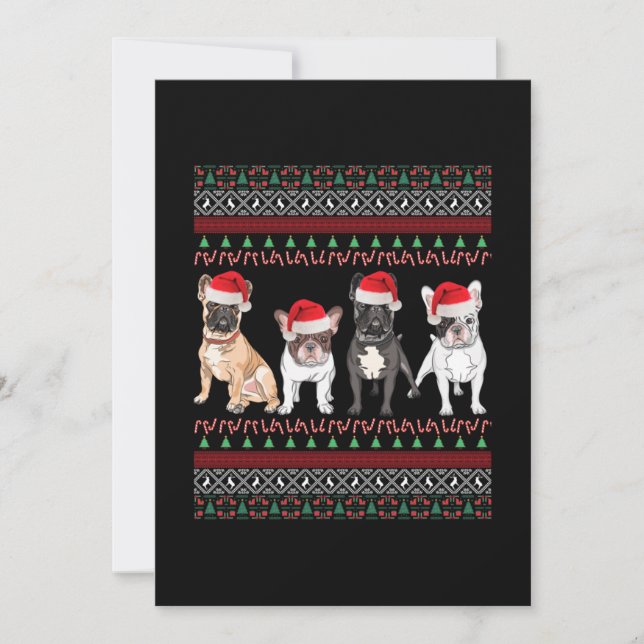 Bulldog Ugly Christmas Note Card (Front)