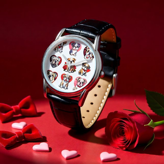 Bulldog Valentine Heart Art Dog Lover Watch (Bulldog Valentine Heart Art Dog Lover Watch)