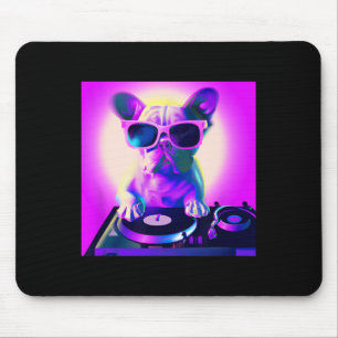 Bulldog Vaporwave Dj Dog Aesthetic Women Girls Mouse Pad