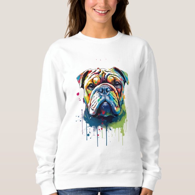 Bulldog Vibrant and Colorful Sweatshirt (Front)