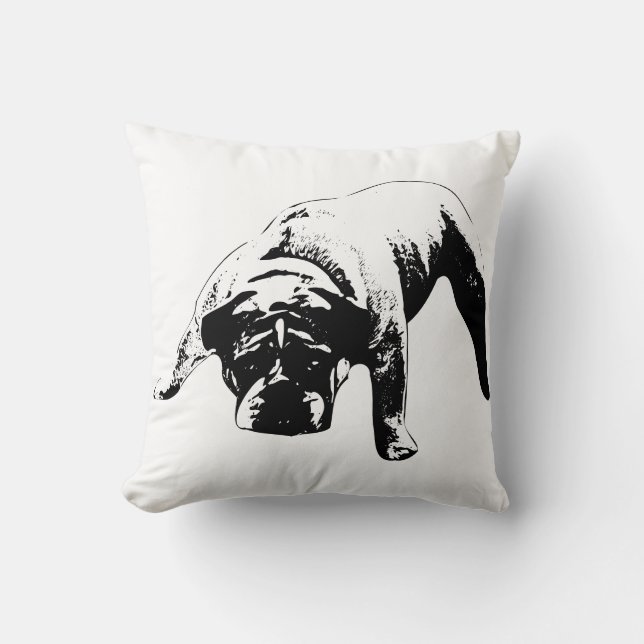 Bulldog Watch Post Throw Pillow (Front)