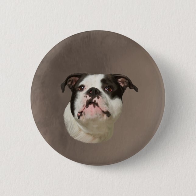 Bulldog Water Color Art Painting Button (Front)