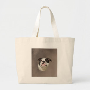 Bulldog Water Color Art Painting Large Tote Bag