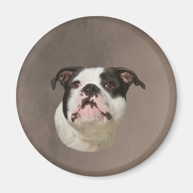 Bulldog Water Color Art Painting Magnet (Front)