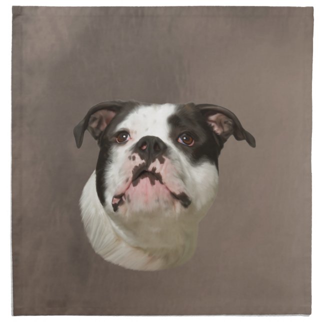 Bulldog Water Color Art Painting Napkin (Front)