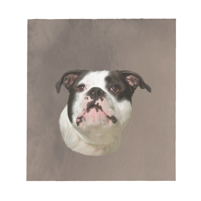 Bulldog Water Color Art Painting Notepad (Front)