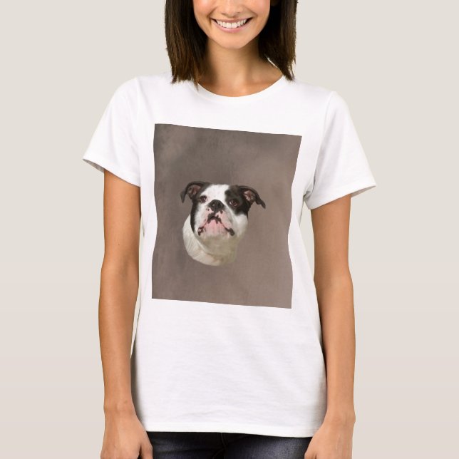 Bulldog Water Color Art Painting T-Shirt (Front)