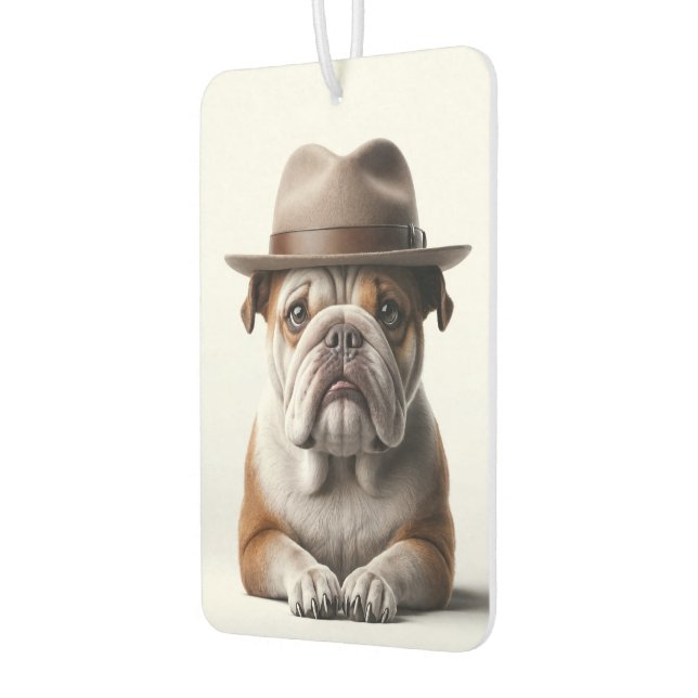 Bulldog Wearing a Fedora Air Freshener (Left)
