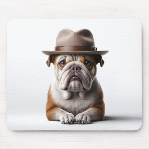 Bulldog Wearing a Fedora Mouse Pad
