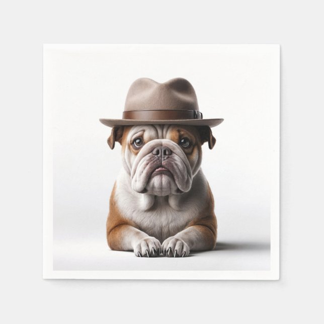 Bulldog Wearing a Fedora Napkins (Front)
