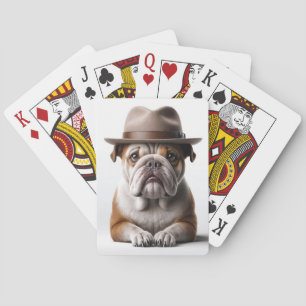 Bulldog Wearing a Fedora Poker Cards