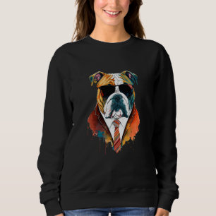 Bulldog Wearing Colorful Suit Cool English Bulldog Sweatshirt