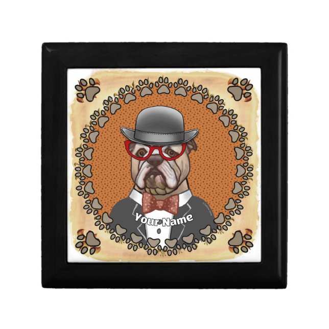 Bulldog Wearing Glasses Gift Box (Front)