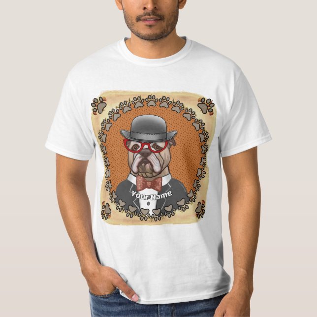 Bulldog Wearing Glasses T-Shirt (Front)