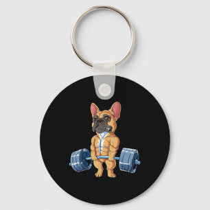 Bulldog Weightlifting Fawn Deadlift Fitness Gym Fu Keychain