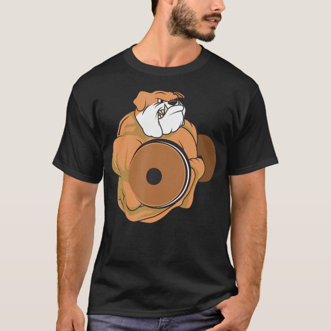 Bulldog Weightlifting 	 Fitness Gym Dumbbell T-Shirt (Front)