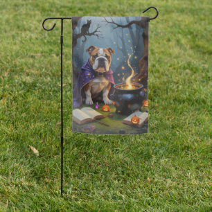 Bulldog Whimsical Halloween Painting Garden Flag