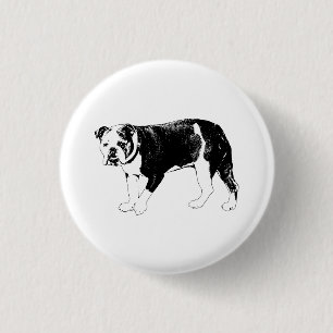 Bulldog Whimsy, Black-and-White Fun Button