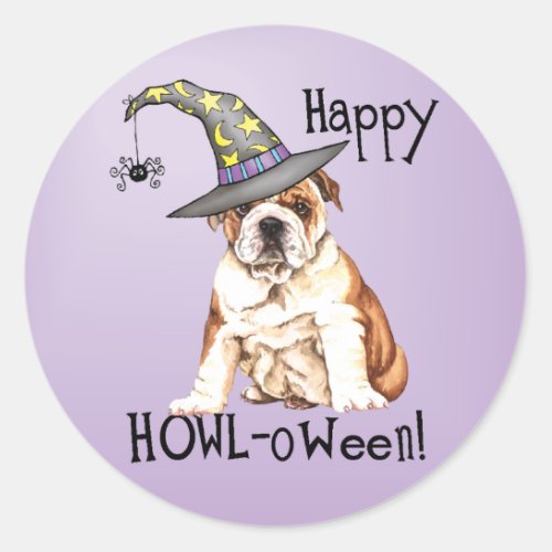 Bulldog Witch Classic Round Sticker