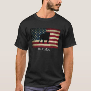 Bulldog with American Flag T-Shirt