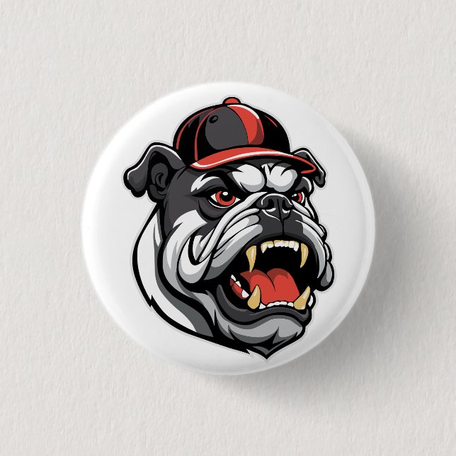 BULLDOG WITH BASEBALL CAP BUTTON (Front)