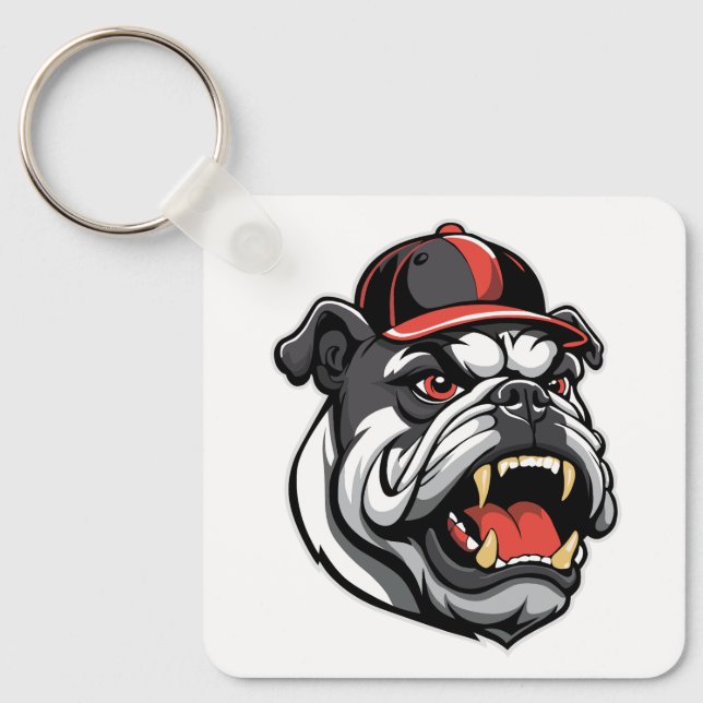 BULLDOG WITH BASEBALL CAP KEYCHAIN (Front)