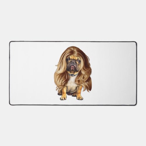 Bulldog with beautiful hair     desk mat