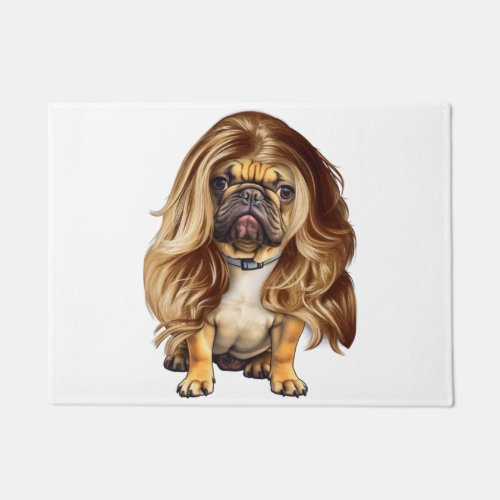 Bulldog with beautiful hair     doormat