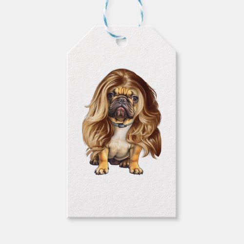 Bulldog with beautiful hair     gift tags