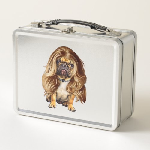 Bulldog with beautiful hair     metal lunch box