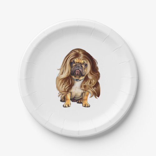 Bulldog with beautiful hair     paper plates