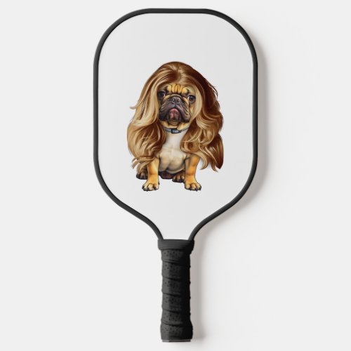 Bulldog with beautiful hair     pickleball paddle