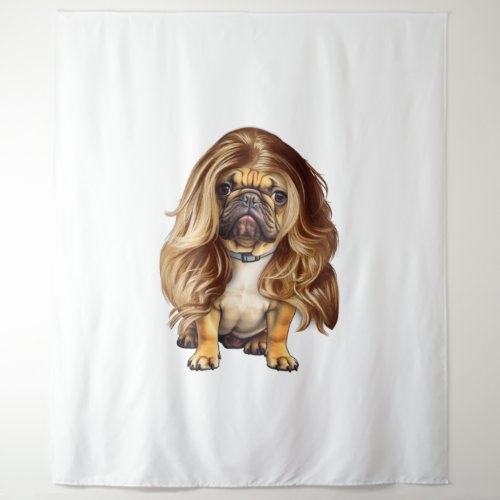 Bulldog with beautiful hair     tapestry
