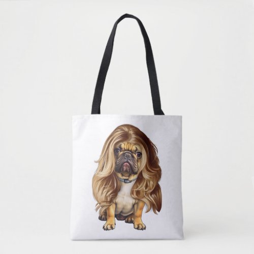 Bulldog with beautiful hair     tote bag