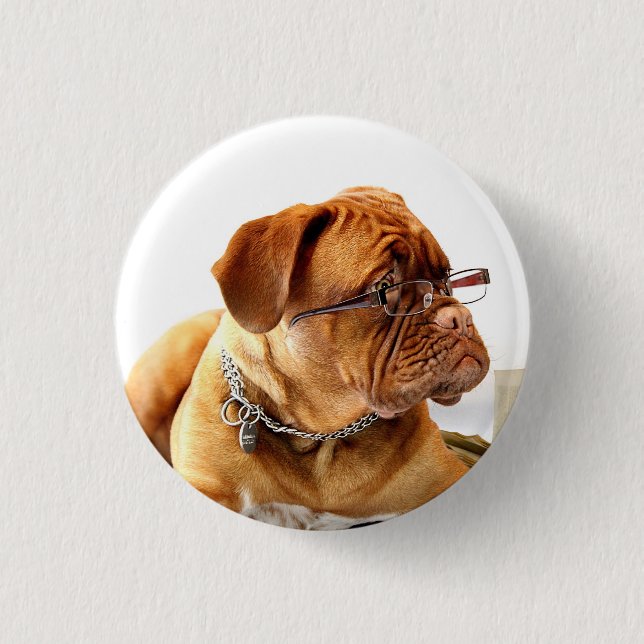 Bulldog with glasses - Button (Front)