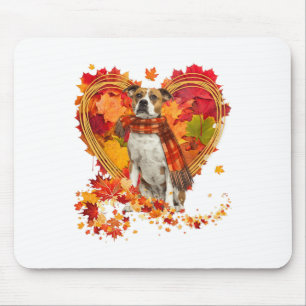 Bulldog With Heart Made Of Autumn Leaves Mouse Pad